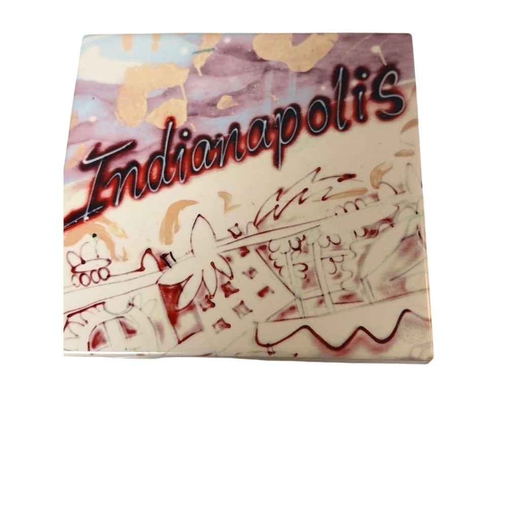 Indianapolis Red Grafetti Art Tile Coaster