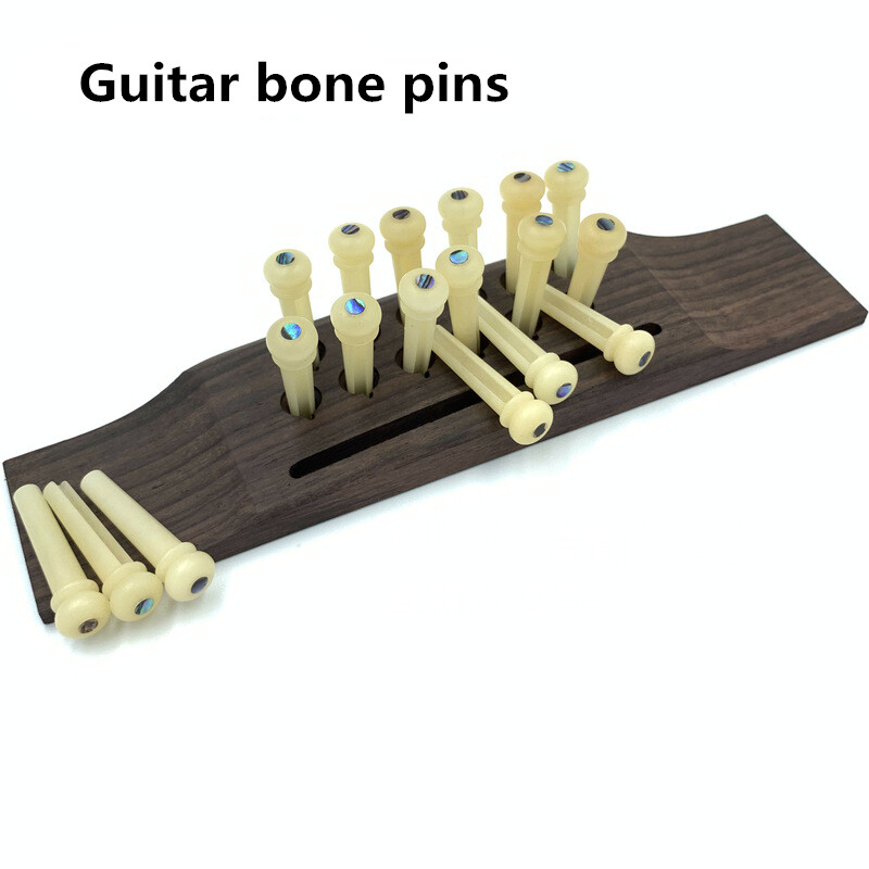 6x Guitar Pin String Peg Unbleached Bone Abalone shell Dot Luthier Bridge