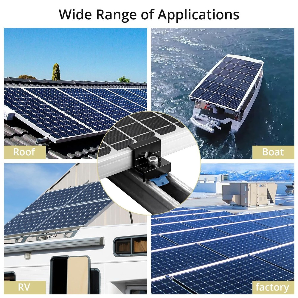 Anbte 10pcs Solar Panel End Clamp for 1.18"(30mm) & 1.38"(35mm), Black