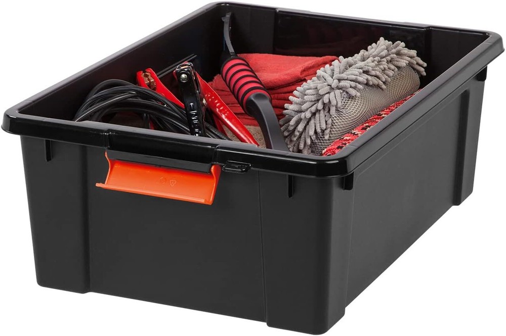 Lockable Storage Box with Lid, 2-Piece, Heavy Duty, Stackable Containers