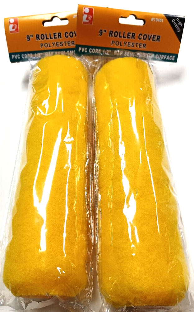TWO PC. 9" INCH ROLLER PAINT COVERS 1/2" SEMI SMOOTH SURFACE PVC CORE