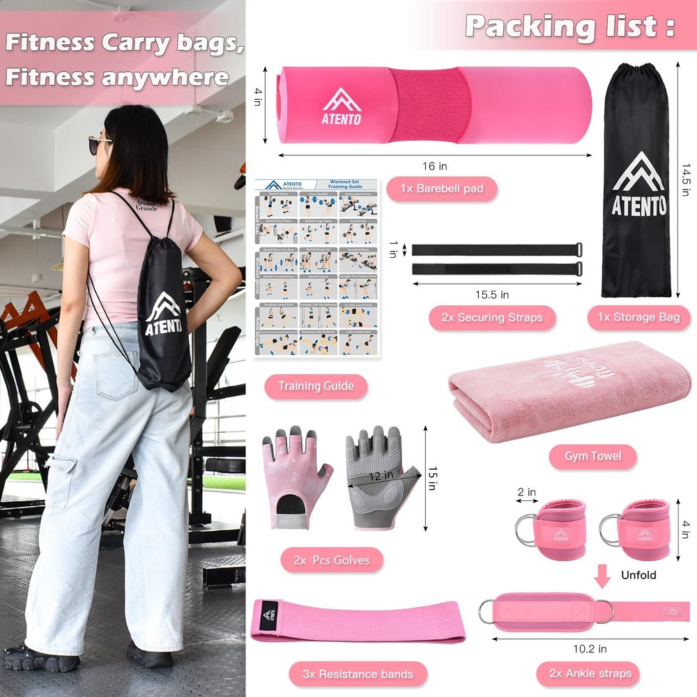 9Pcs Barbell Pad Set for Hip Thrusts, Thick Cushion Hip Thrust Pad for Relief...