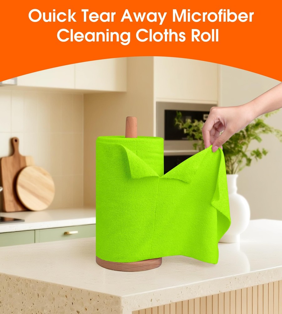 Microfiber Cleaning Cloth Roll - 100 Pack Tear Away Microfiber Paper Towels, ...