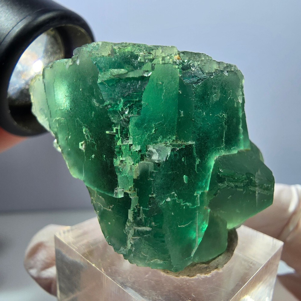 Clear Phantom Fluorite Cube parquetted, green Okorusu, Namibia 38*31*30mm