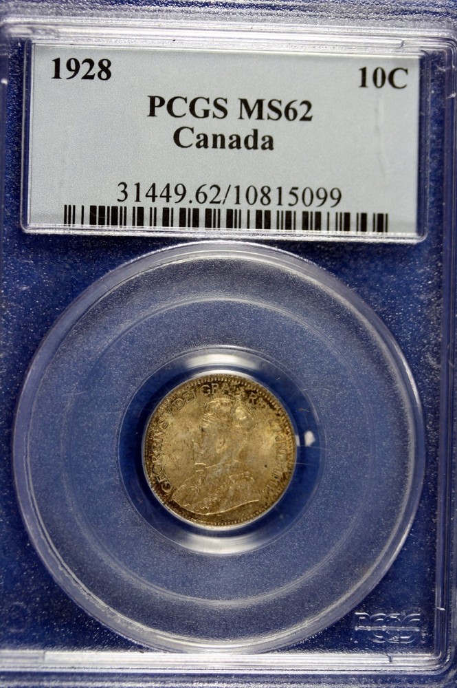 1928 - PCGS MS62 Canada ten dime silver!!!!  #B14357