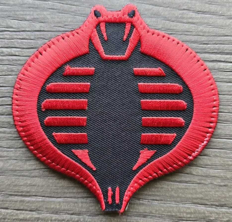 GI JOE COBRA COMMANDO LOGO BLACK & RED UNIFORM TACTICAL MORALE HOOK PATCH