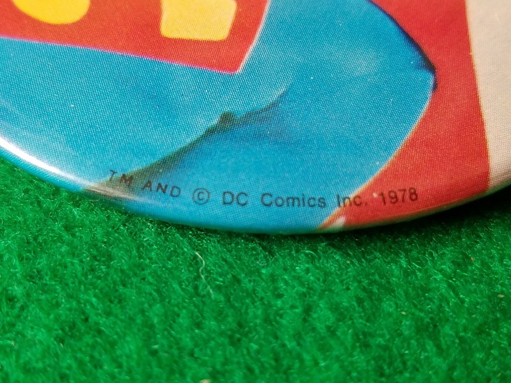 DC Comics Inc 1978 Christopher Reeve Superman 3" Celluliod Pinback Button 3 Pcs