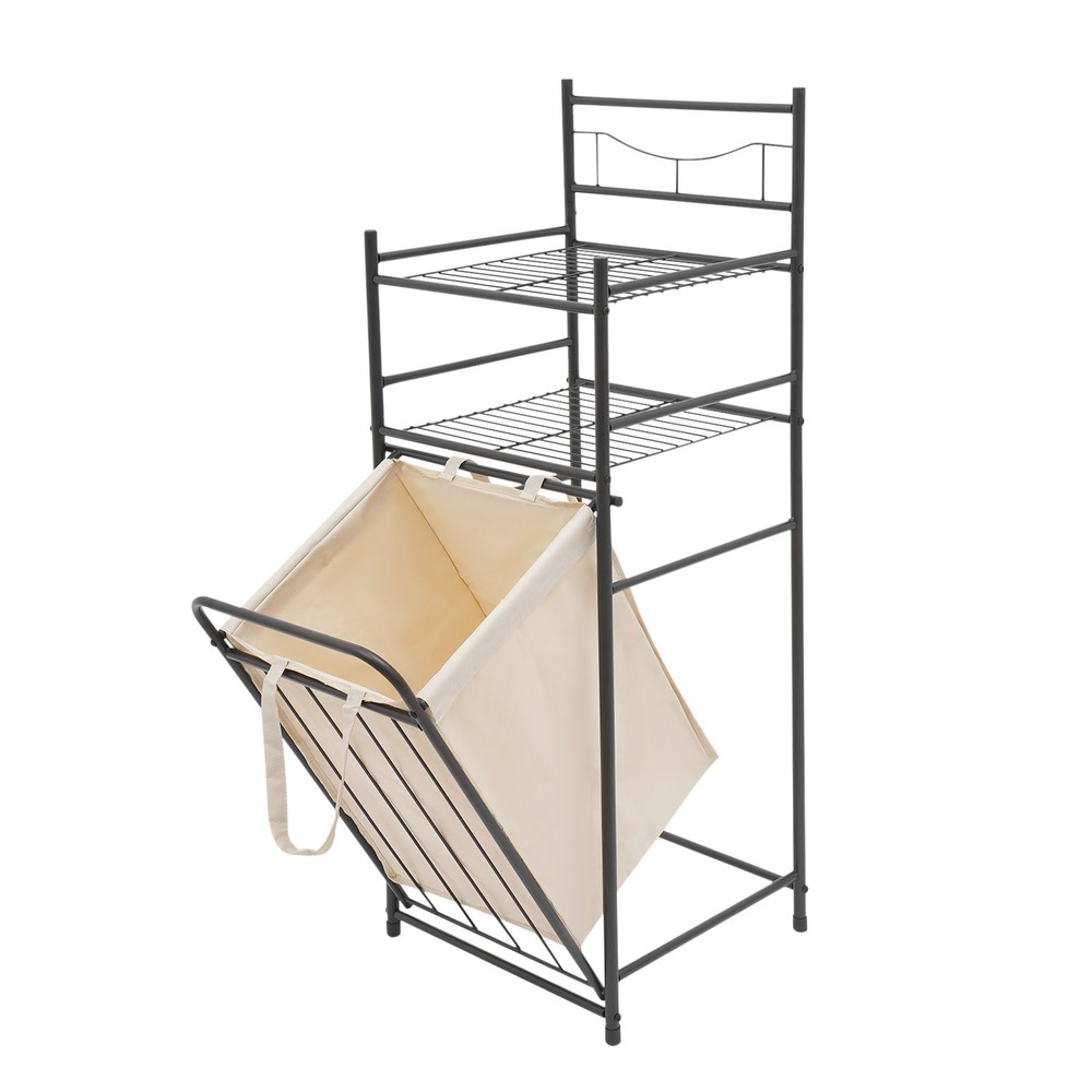 3-tier Laundry Rack With Removable Bag Laundry Storage Basket Rack With Shelf