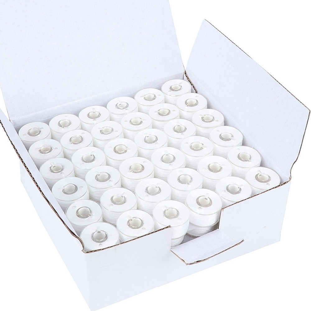 144pcs White 60S/2(90WT) Prewound Bobbin Thread Plastic Cottonized Soft