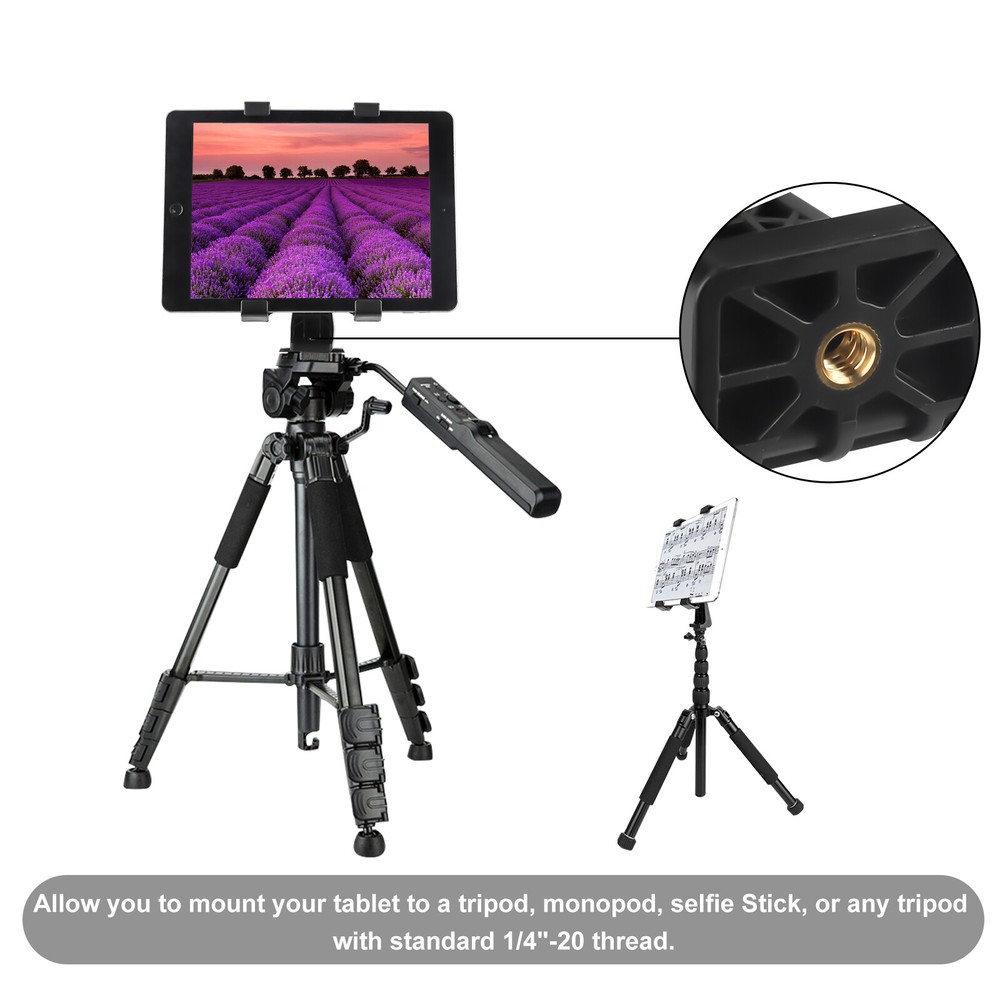 Tripod Mount Holder Bracket 1/4" Thread Adapter For 7"-12" Tablet iPad Universal