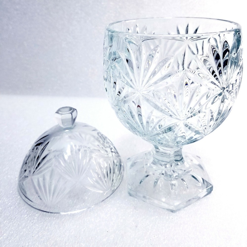 Clear Glass Container Embossed Tabletop Candy/ Easter Beautiful