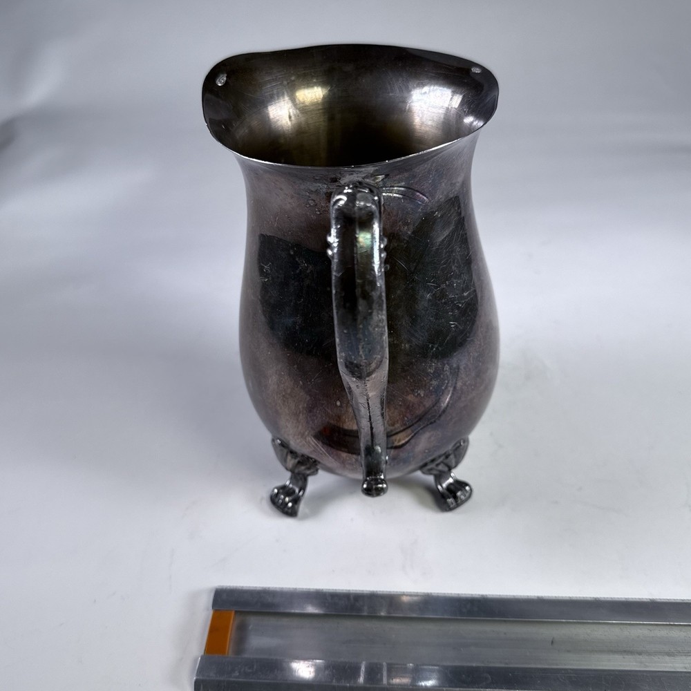 Vintage Leonard Silverplate Water Pitcher Paw Feet Scroll Handle