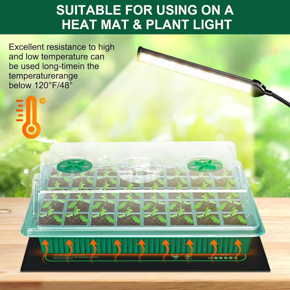 5 Pack Seed Starter Tray Seed Starter Kit (200 Cells Total Tray) with Adjustable