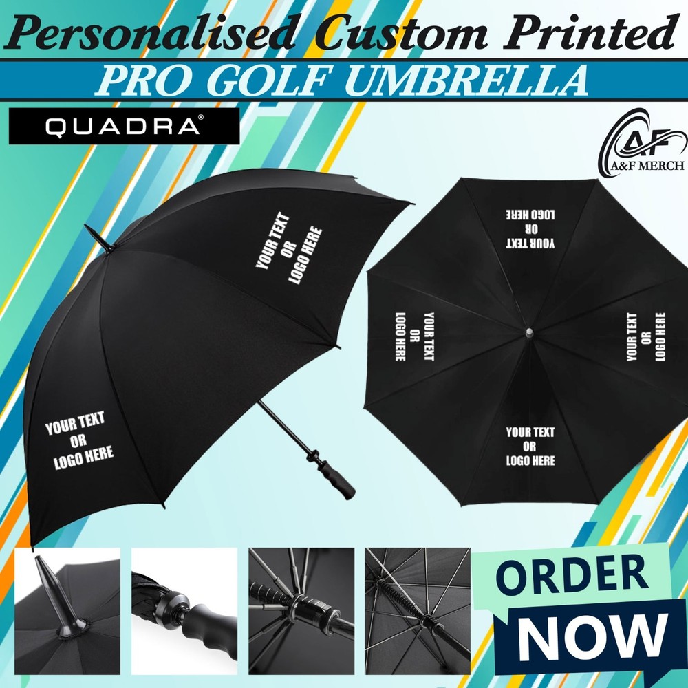 Personalised Custom Printed Quadra Pro Golf Umbrella Windproof QD360