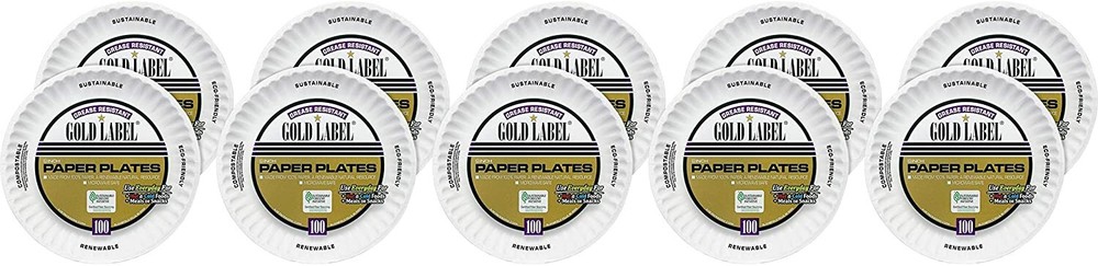 AJM 9" Diameter, 12 pt. Coated Paper Plate | 100/Pack, 10 Pack/Case