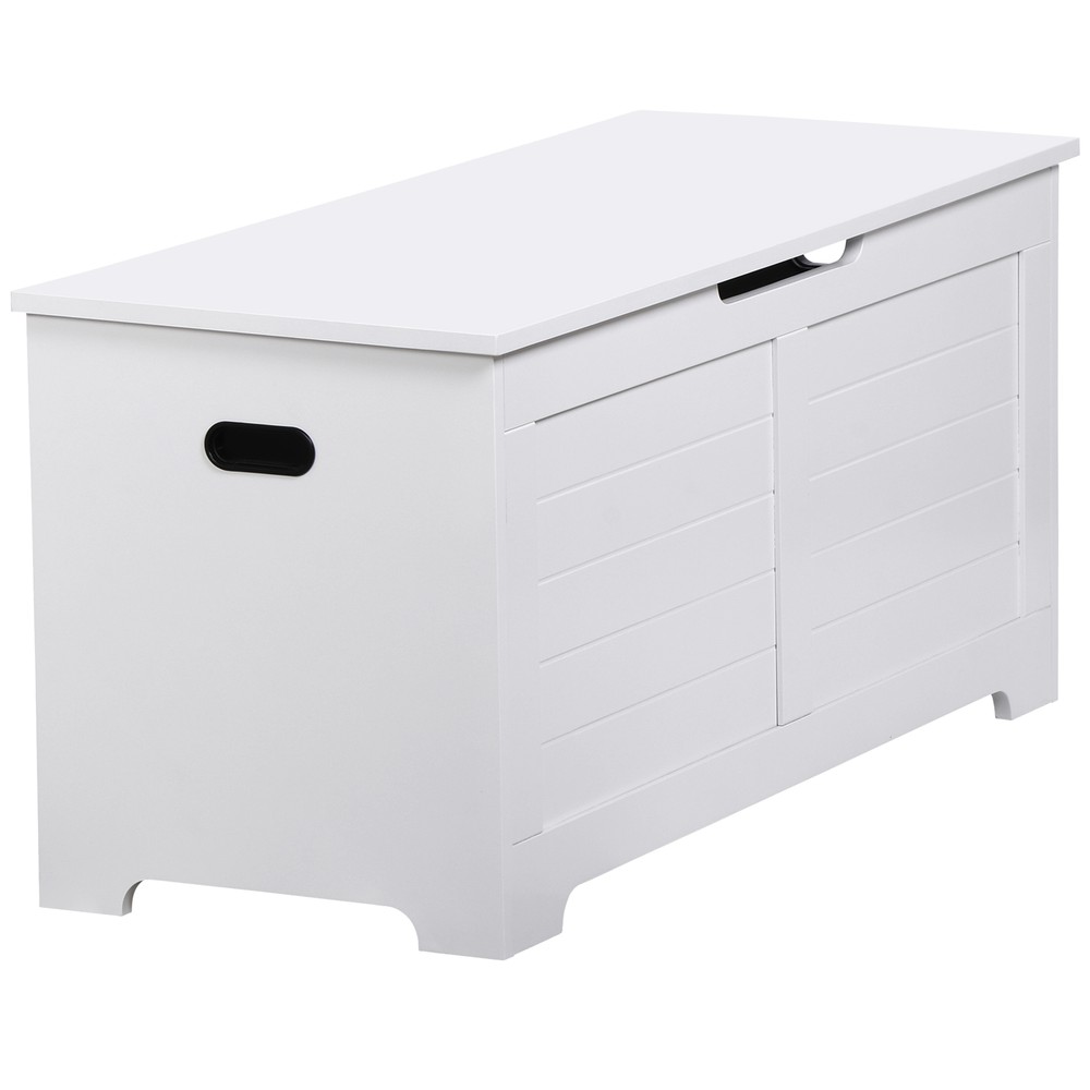 Storage Chest with Safety Support Hinge Entryway Storage Bench Shoes Bench White