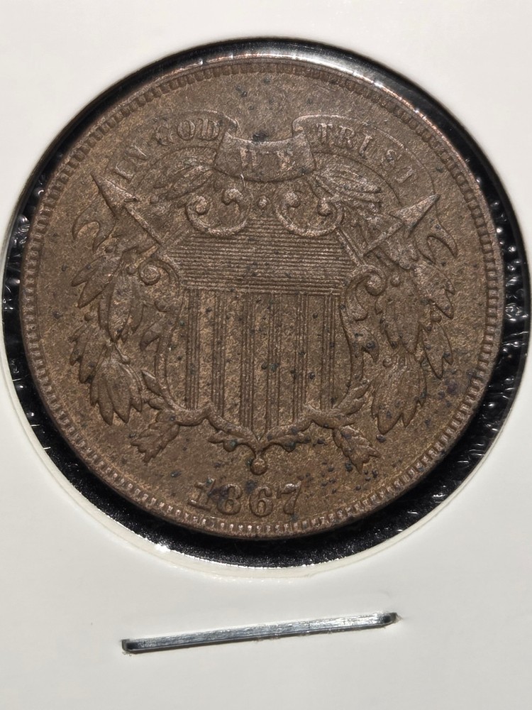 1867 Two Cent Piece Shield Type US Coin Fine++