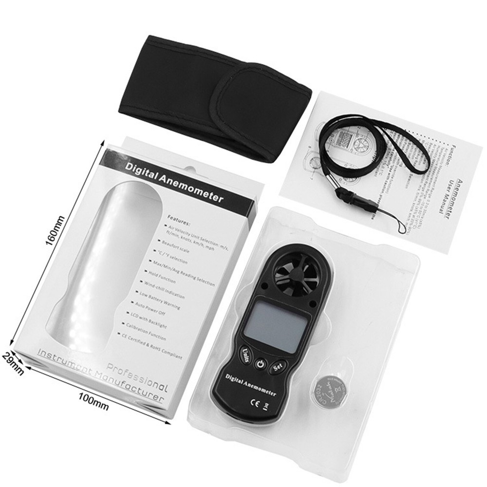 Handheld Digital LCD Anemometer with Relative Humidity Wind Speed Meter Tool 1X