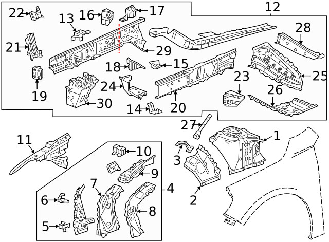 Genuine GM Passenger Side Engine Compartment Outer Side Rail Extension 23178142