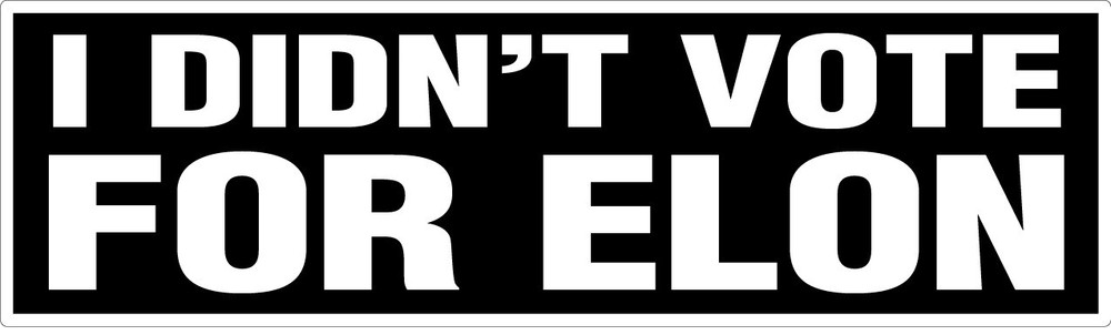 I Didn't Vote For Elon (MUSK) - Printed Decal / Sticker