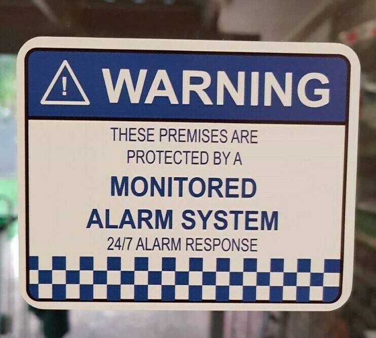 1 X LARGE Alarm System Monitored Warning Security Sticker