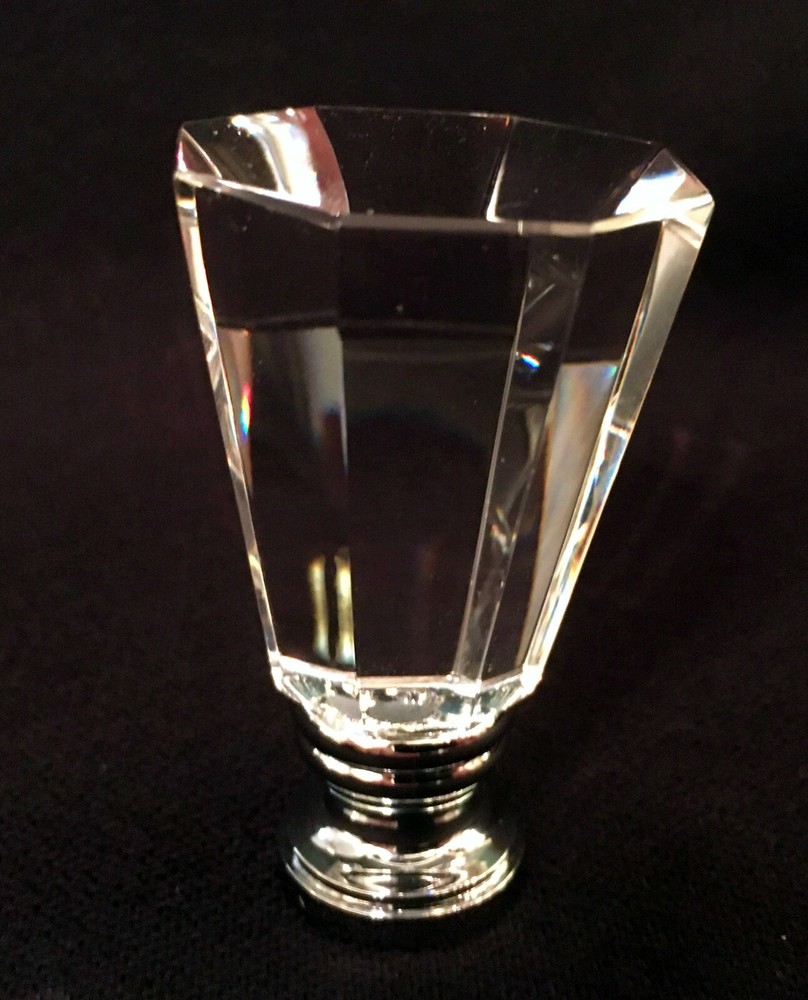 Lamp Finial-Hand Cut Crystal-OCTAGONAL PYRAMID-Modern Design-Chrome base-FS