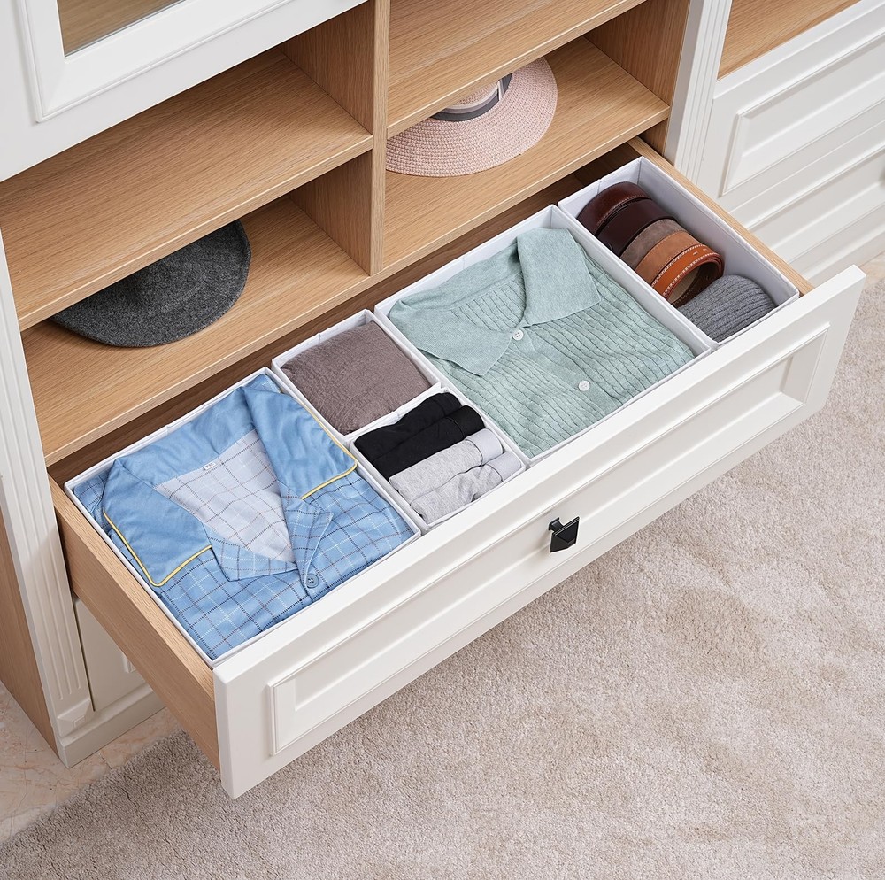 Drawer Organizers, Durable Fabric, Washable, with Base Support Boards, Small ...