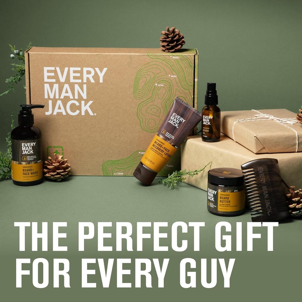 Every Man Jack Beard Essentials Gift Set for Men – Complete Routine with 5