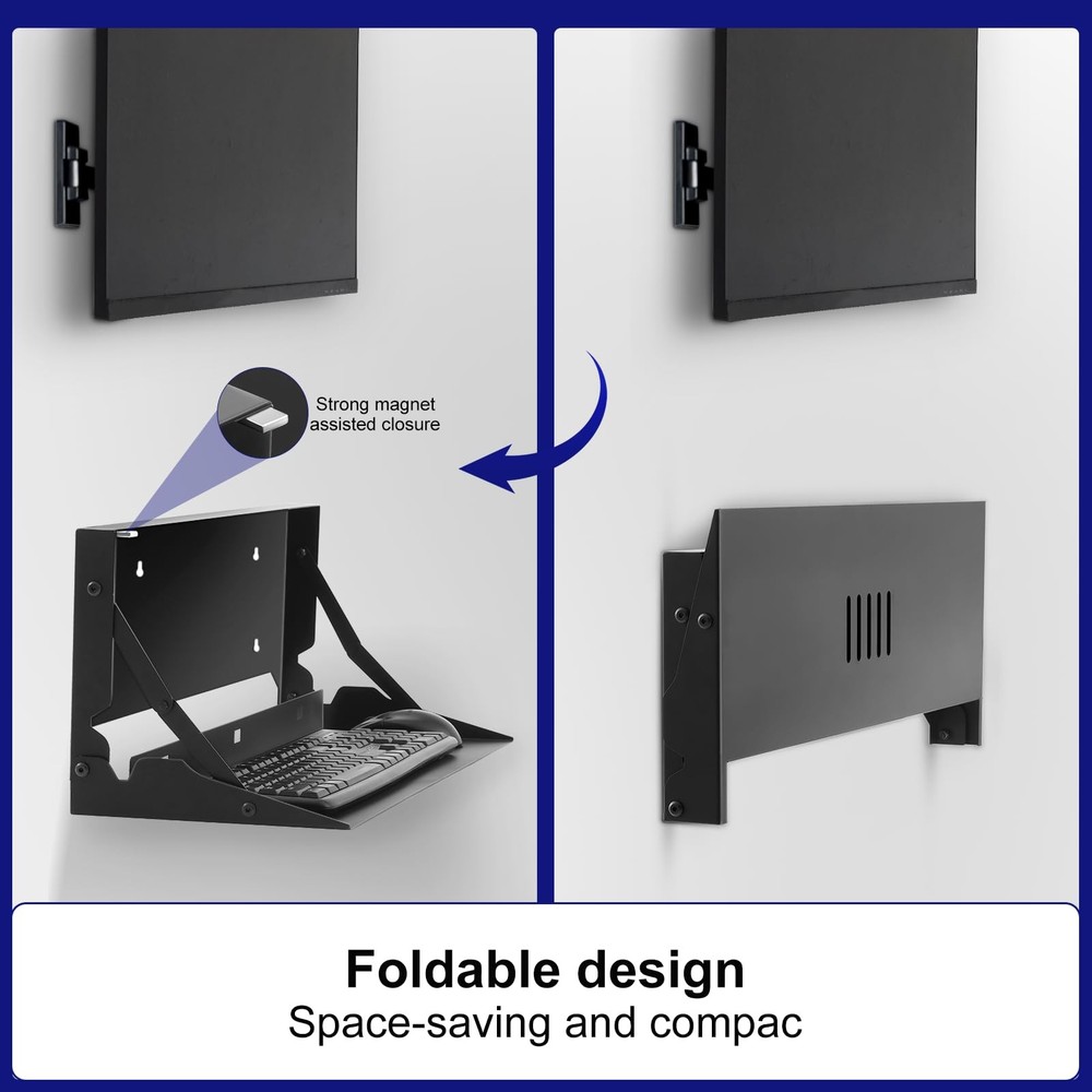 1 Pcs 24 Inch Keyboard Wall Mount Foldable Fits Standard Computer Keyboard Mouse