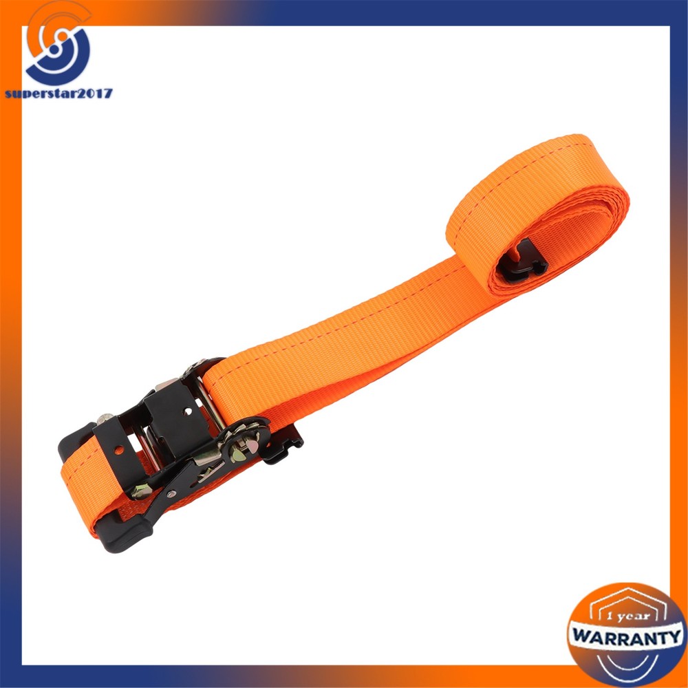 Orange Wheel Chock And 8ft Ratchet Strap Kit For E Track System Polyester