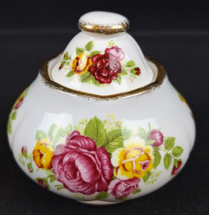 #887 Fine Bone China Cottage Rose Sugar Container