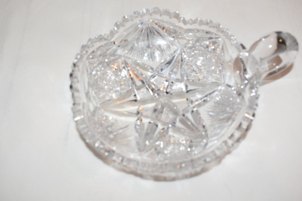 Clear Crystal Candy Dish with Handle Star Pattern