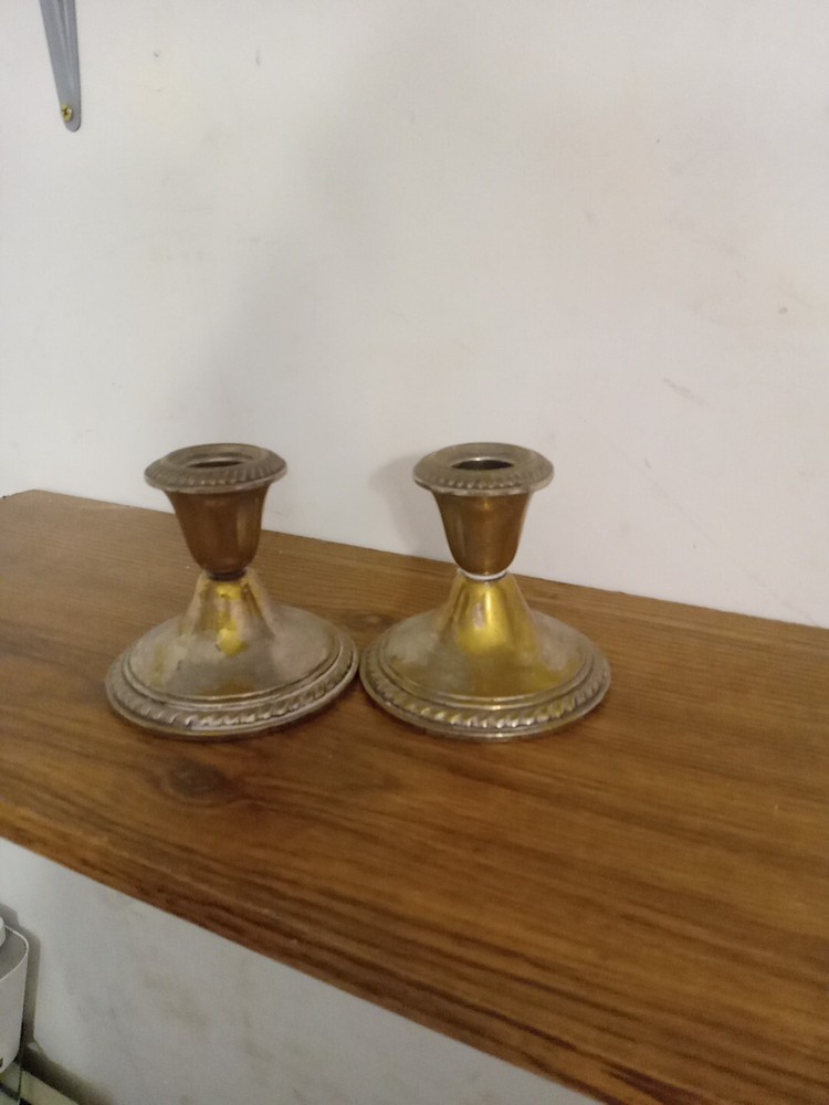 Weighted Silverplate Candlestick Holders