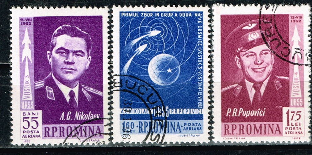 Romania Soviet Space Vostok 3,4 Flight set 1962