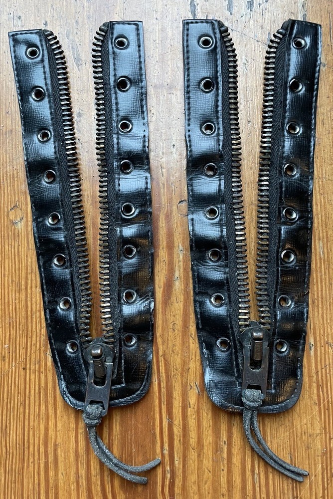 Vintage Military CONMAR Black Leather Zipper Pair 8”