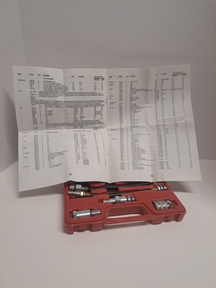Gasoline Compression Check Tester set Auto Engine Motor Dial Gauge 0-300 psi