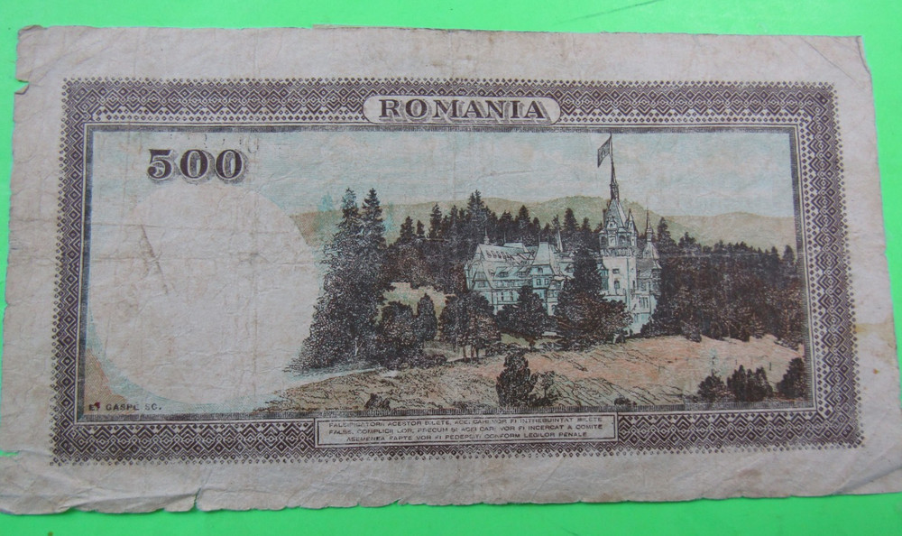 ROMANIA, 500 LEI, 1940