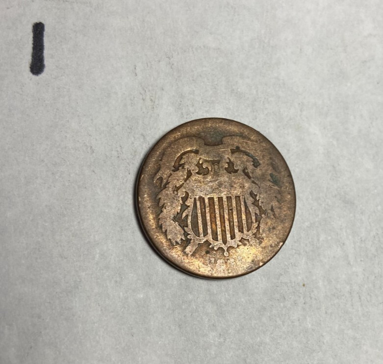 1864 Two Cent  Piece Worn