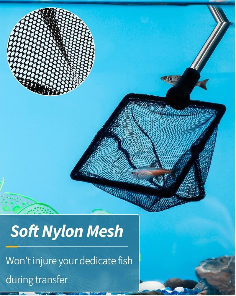 Lightweight Fish Transfer Net with Adjustable Handle - Ideal for Betta & Shrimp