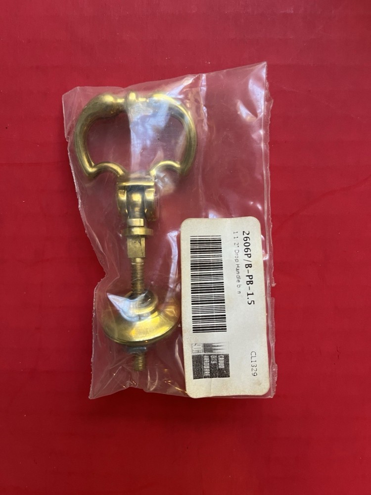 Antique Early American Solid Brass Escutcheon Drop Ring Pull Round Hardware 1B