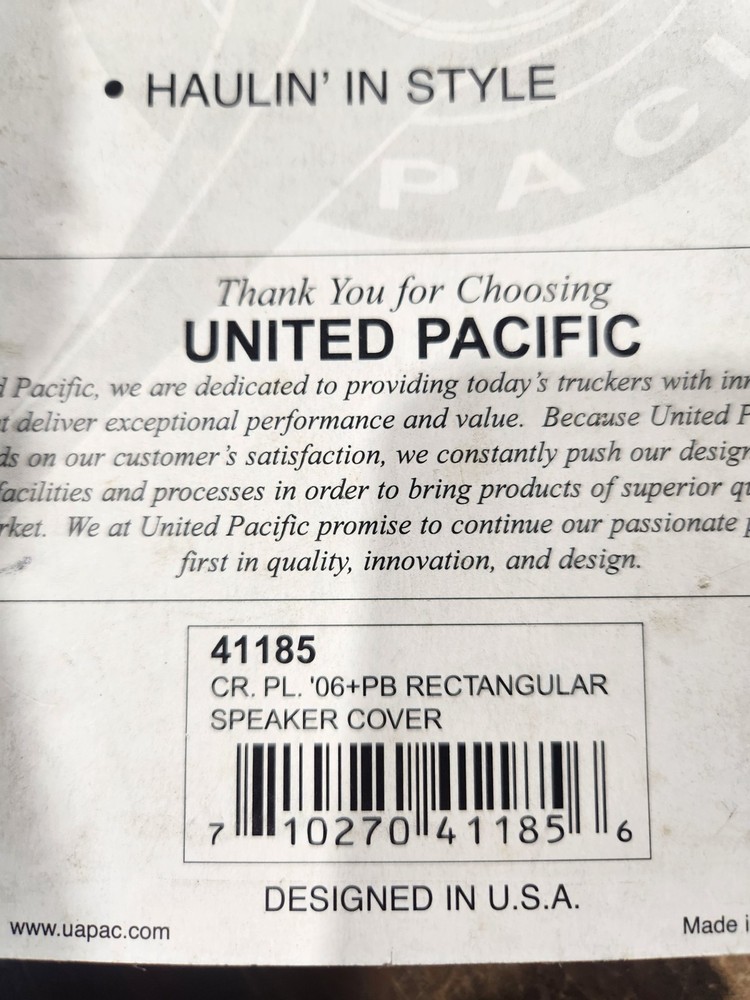 United Pacific 41185 Rectangular Chrome Speaker Cover Peterbilt 2006-2019