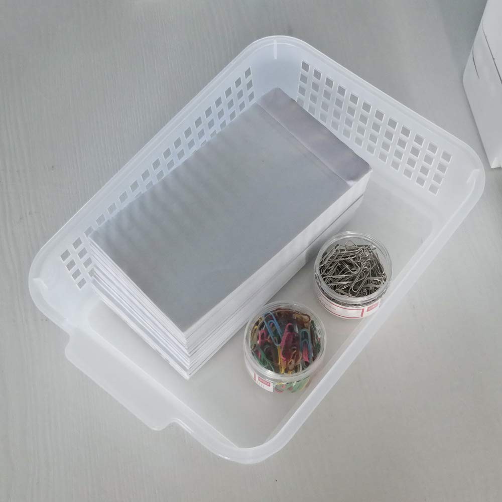 Rectangular Plastic Storage Organization Trays Baskets in Clear, 6-Pack