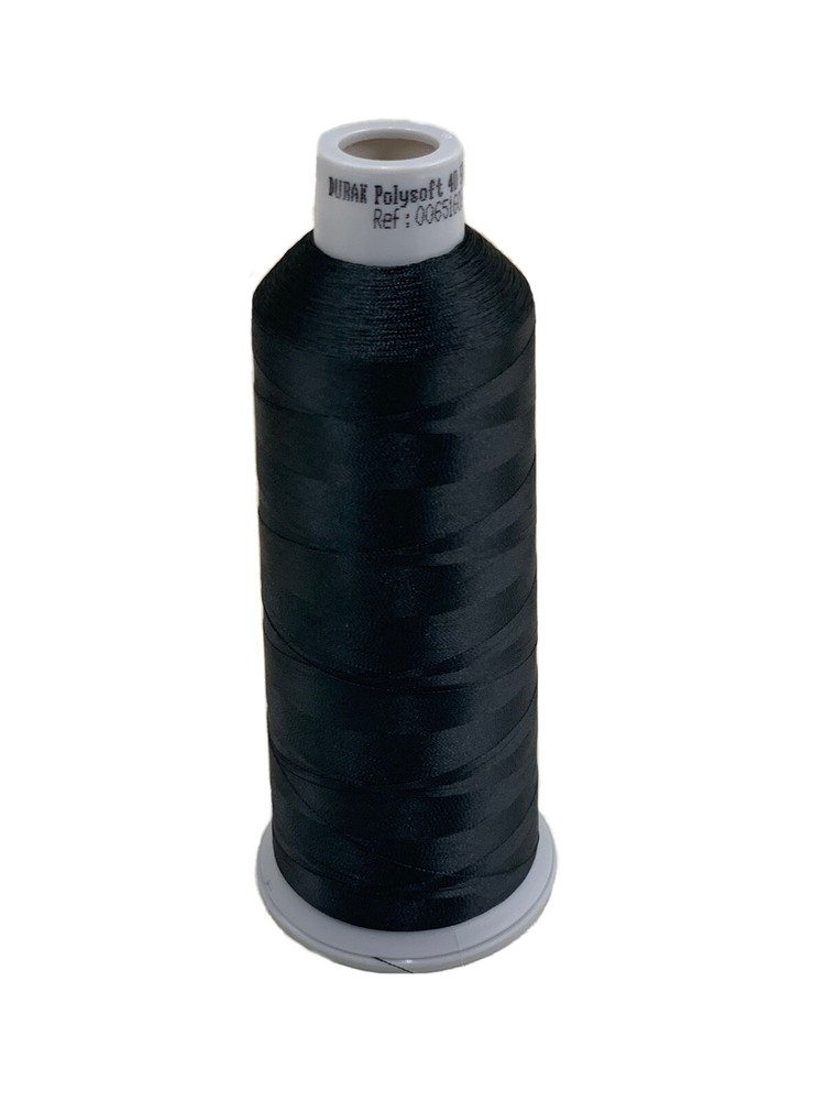Durak Poly-Soft Embroidery Thread #40 - Black 5,500 Yards
