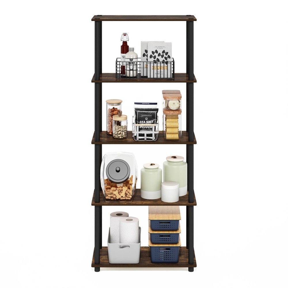 Multipurpose Shelf Display Rack in Amber Pine/Black 5-Tier