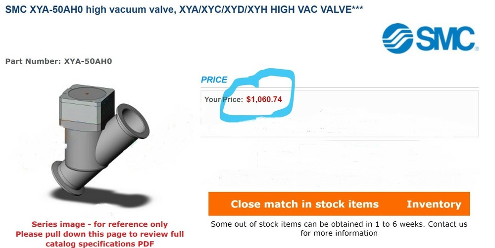 SMC XYA-50AH0 HIGH VACUUM VALVE WORKING PULL [C2S4]
