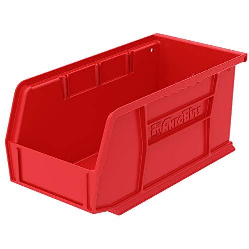 Stackable Plastic Storage Bins 11x4 Red Heavy Duty Organizer 12 Pack