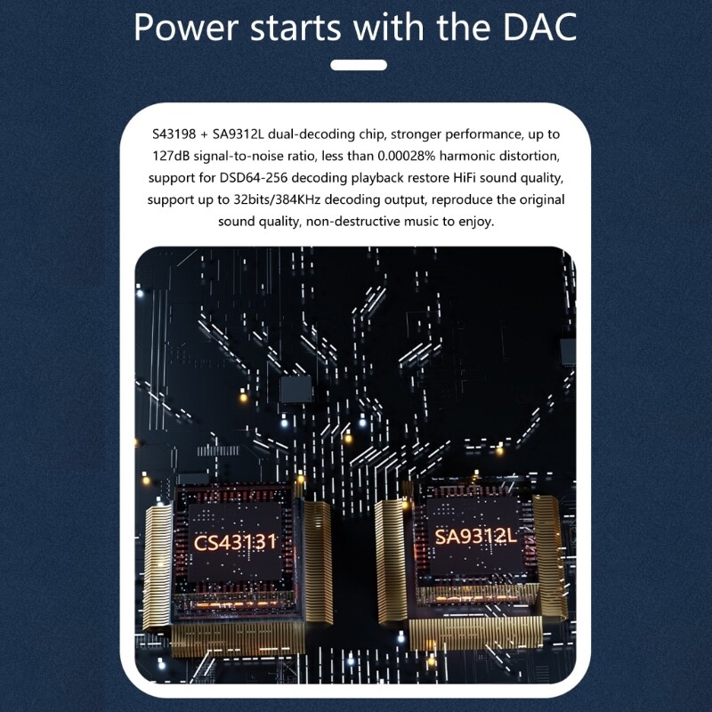 Headphone Amplifier CS43198 DSD64-258 Decoding Dongle USB C Decoding 32Bit