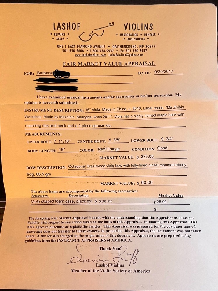 16” Maple And Spruce viola With Case & Bow