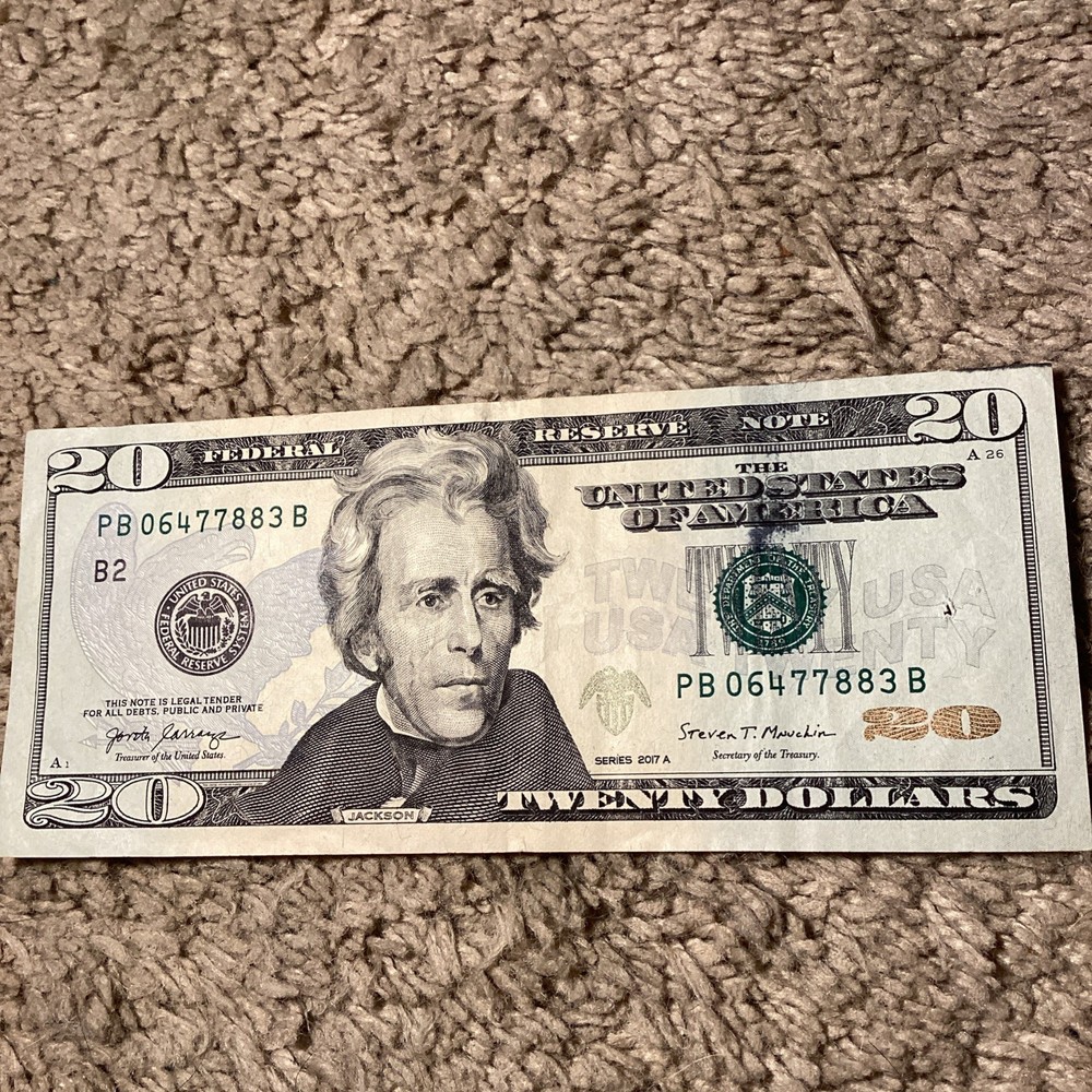 20 Dollar Bill Error, 20$ Ink Error 2017 PB06477883