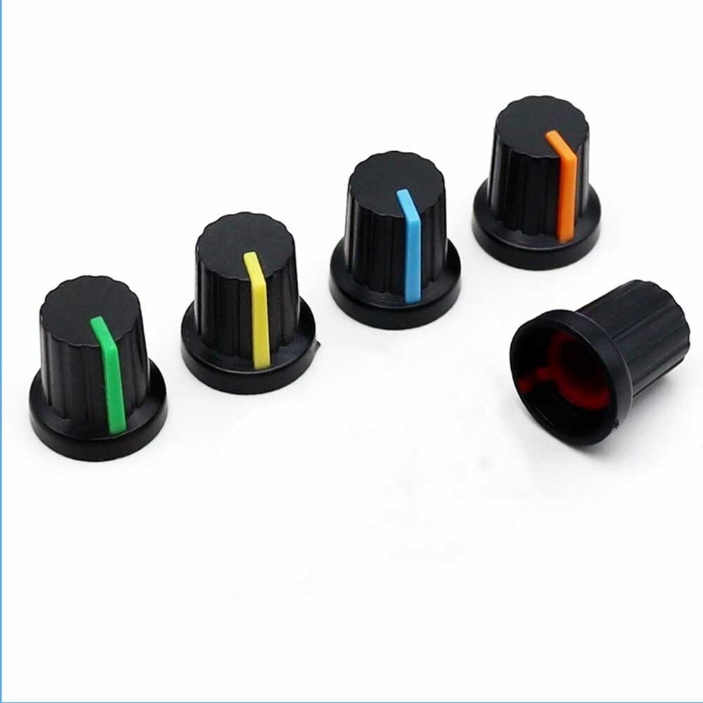 40PCS 6mm Shaft Hole Plastic Threaded Knurled Potentiometer Knobs Cap KIT 15*15